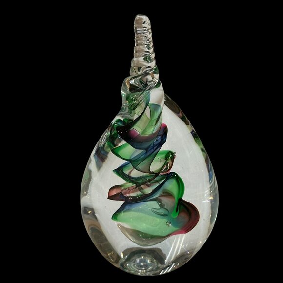 Adam Jablonski Art Glass Crystal Teardrop Paperweight, Vintage Polish Glass - Picture 1 of 6